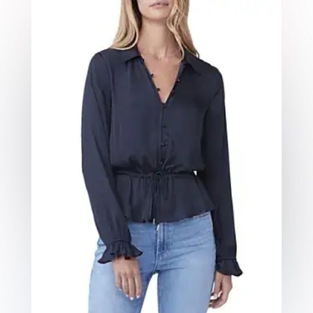 PAIGE Kendalle Midnight Blue Women's peplum Blouse S